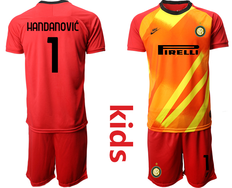 Youth 2020-2021 club Inter Milan red goalkeeper #1 Soccer Jerseys->customized soccer jersey->Custom Jersey